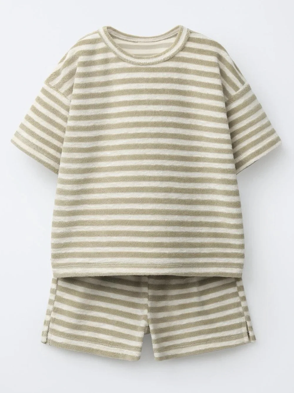 Zara STRIPED TERRY CLOTH T-SHIRT AND BERMUDA SET